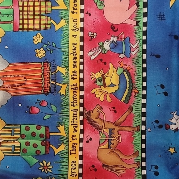 Handmade baby blanket farm animals pigs cows chickens stars moon cats rabbits - Picture 8 of 12